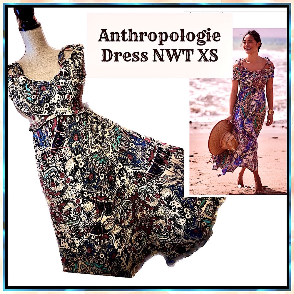 Anthropologie Smock Criss Cross Maxi Dress size XS NTW - Picture 2 of 11